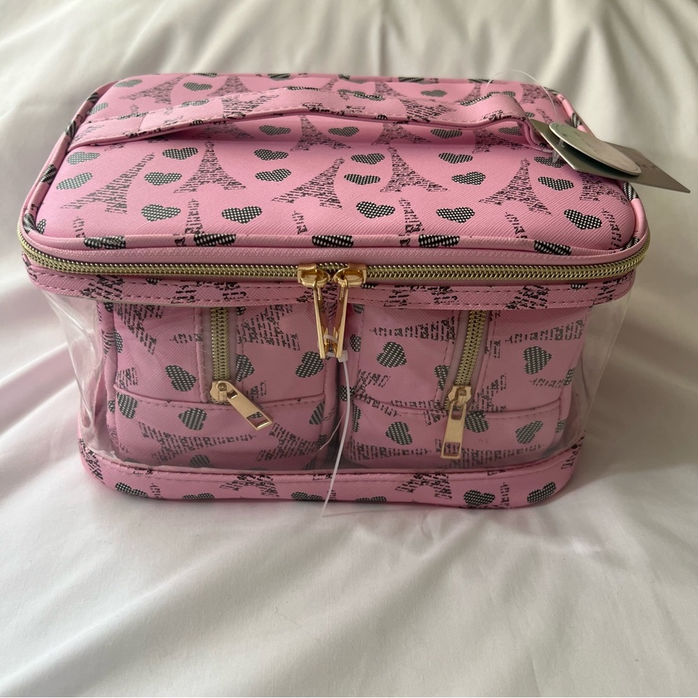 3 PC Pink Paris Inspired Travel Case, Cosmetic Bag 💗